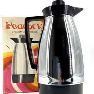 VTG MCM Chrome Coffee Server Peacock Vacuum Thermos Jug  Pitcher Japan Hot Cold